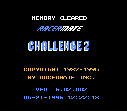 Racermate Challenge II title screen for NES